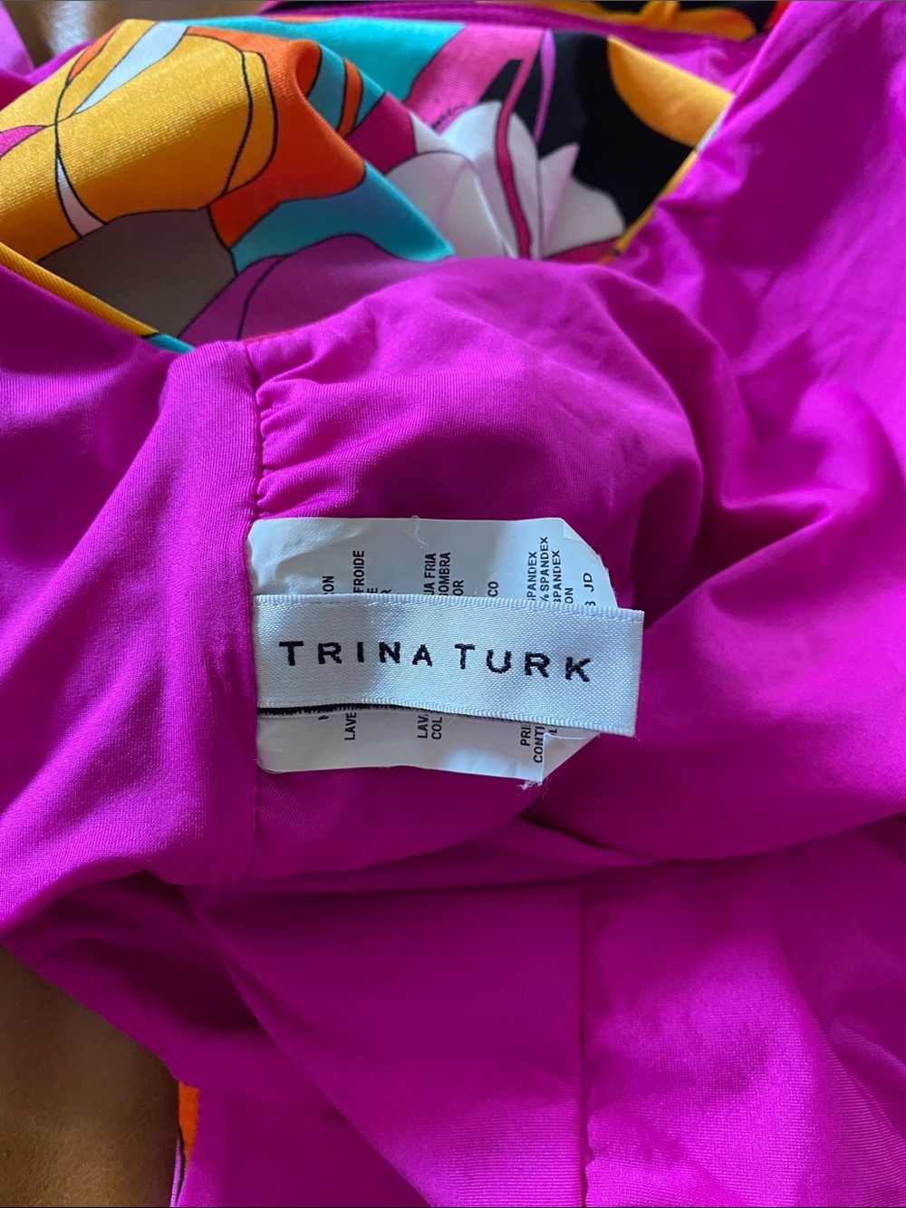 Trina Turk Gemini Plunge Ruffle Multi-Color One Piece Swimsuit Size 8 - Picture 5 of 12